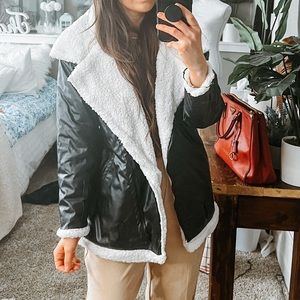 Faux Leather Moto jacket with faux fur lining cozy soft comfortable 5